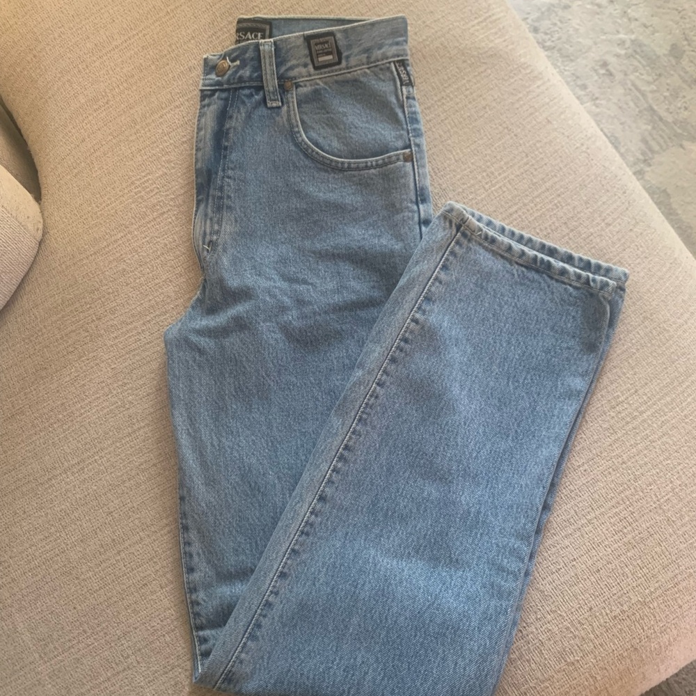 Vintage Versace Light Blue Women’s High waisted Straight Jeans